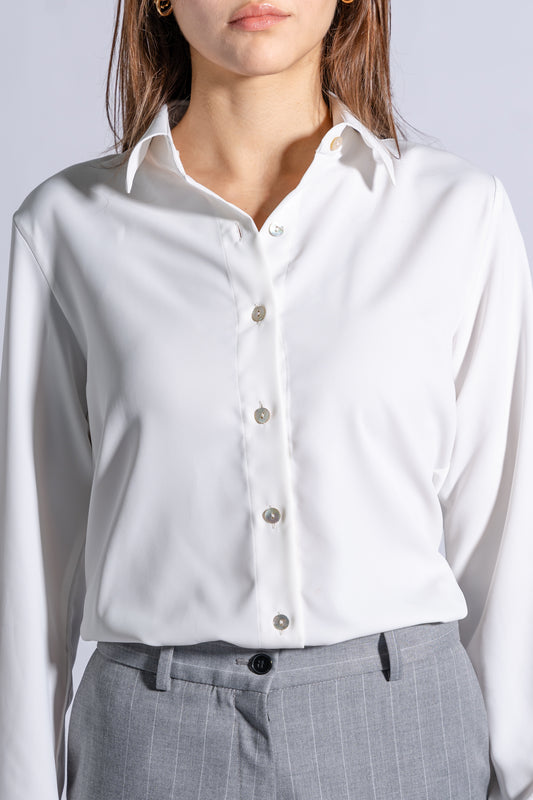 Satin Classic Shirt With Gold Buttons