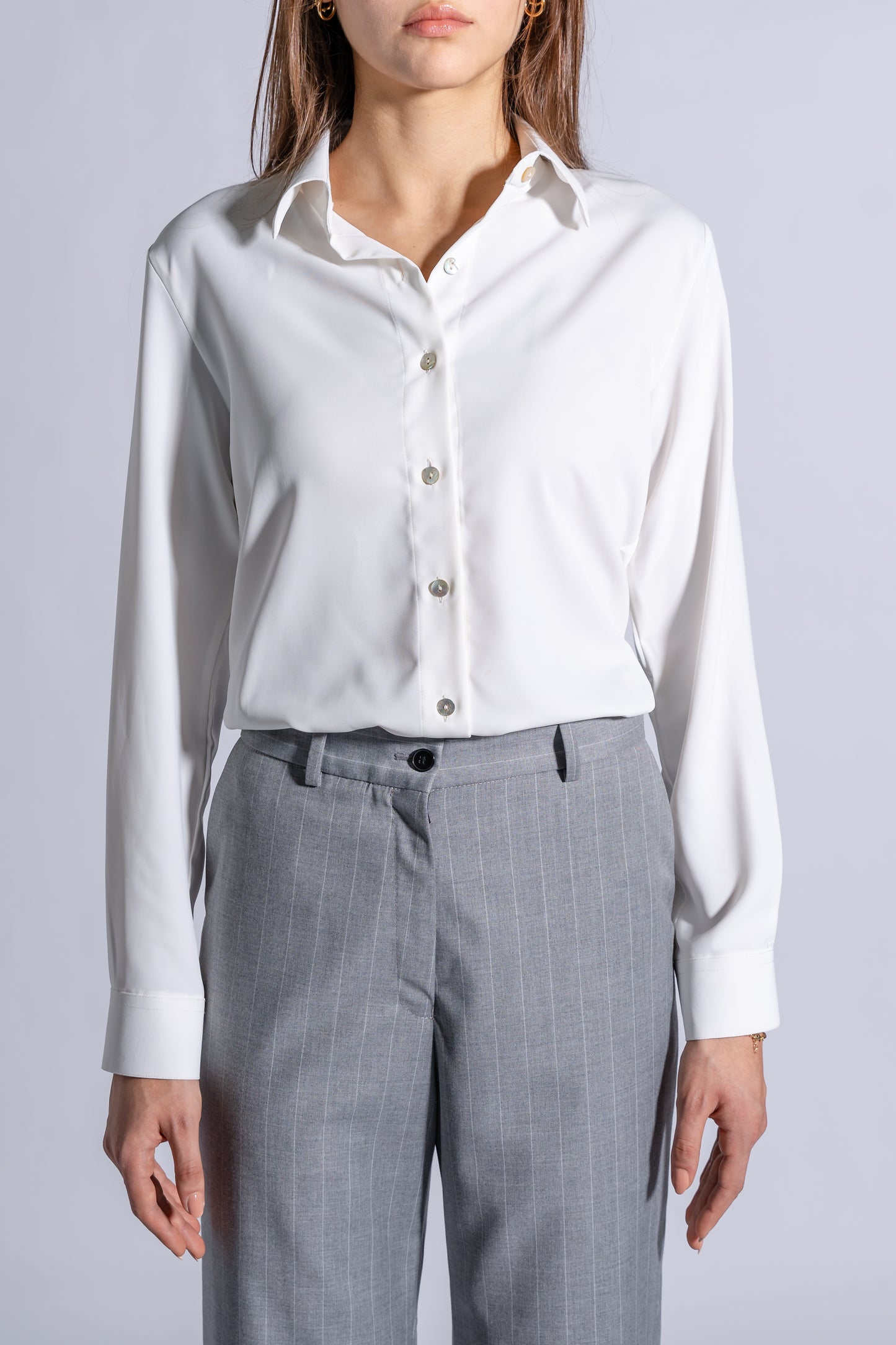 Satin Classic Shirt With Gold Buttons