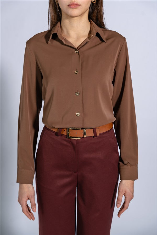 Satin Classic Shirt With Gold Buttons