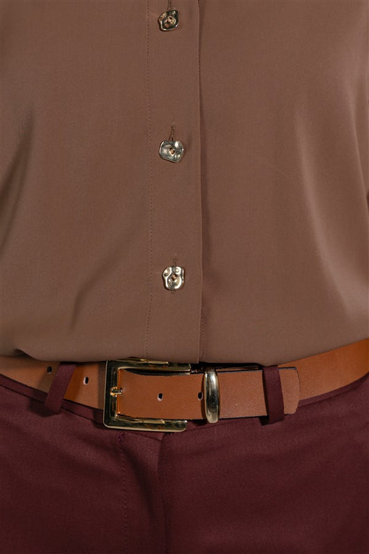Satin Classic Shirt With Gold Buttons