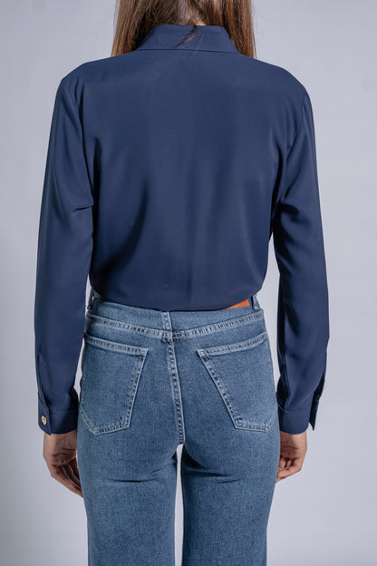 Satin Classic Shirt With Gold Buttons