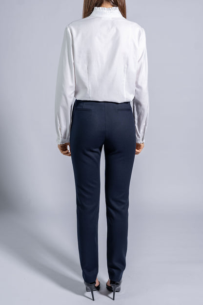 Long Sleeves Shirt with Frill-Trimmed Collar and Cuffs
