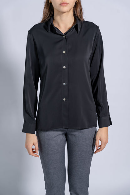 Satin Classic Shirt With Gold Buttons