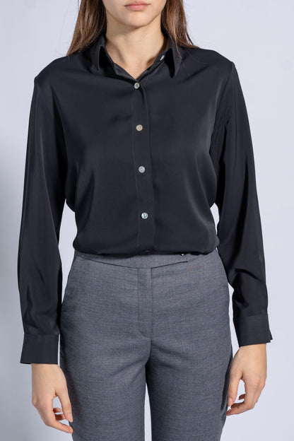 Satin Classic Shirt With Gold Buttons