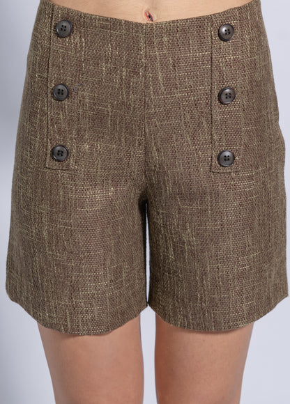 Side Zip Shorts With Buttons