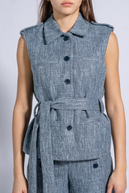 Belted Sleeveless Waistcoat