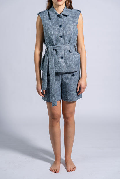 Belted Sleeveless Waistcoat