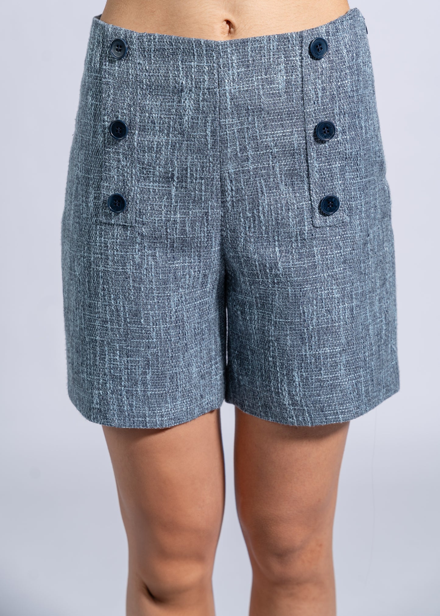 Side Zip Shorts With Buttons