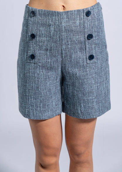 Side Zip Shorts With Buttons