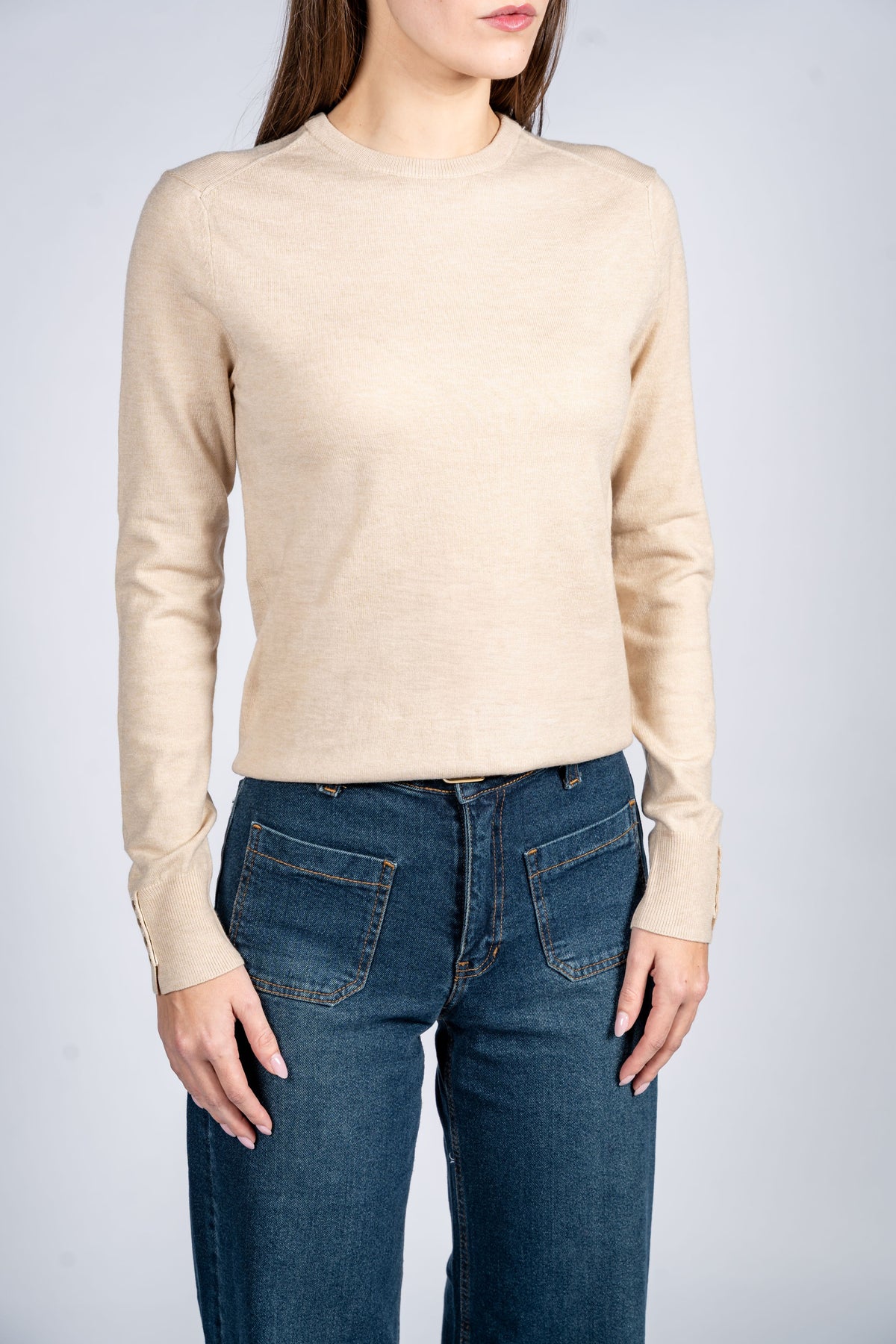 Women Wool Blend Round Neck