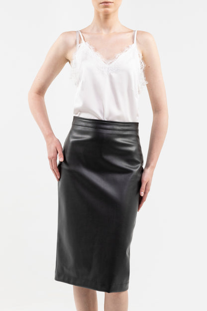 Satin Camisole Top Spaghetti Shoulder Straps, Lace-Trimmed V-Neck