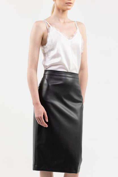 Satin Camisole Top Spaghetti Shoulder Straps, Lace-Trimmed V-Neck