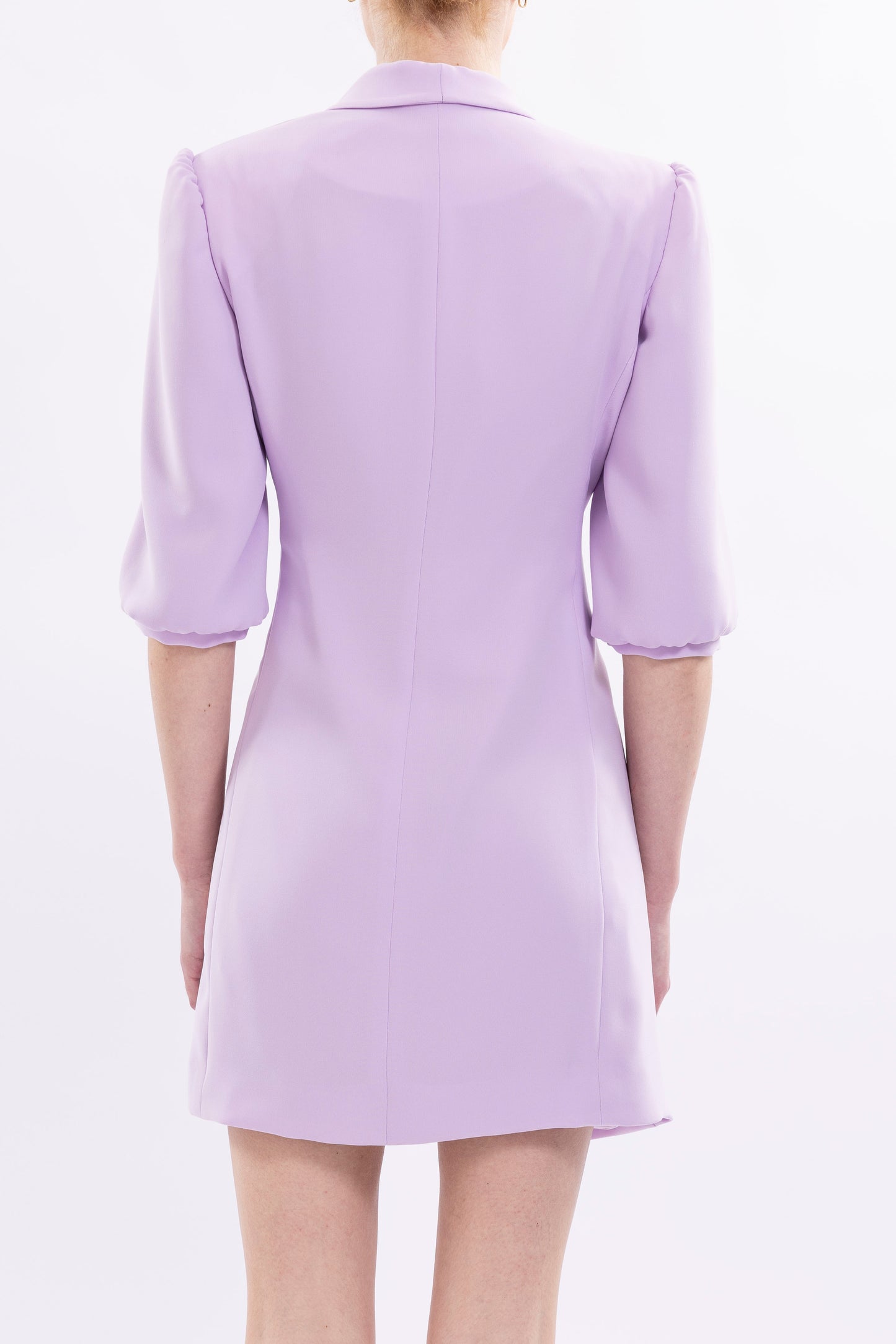 Short Dress With Puffed Sleeve and Front Tie