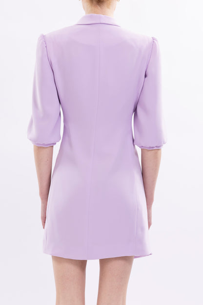 Short Dress With Puffed Sleeve and Front Tie