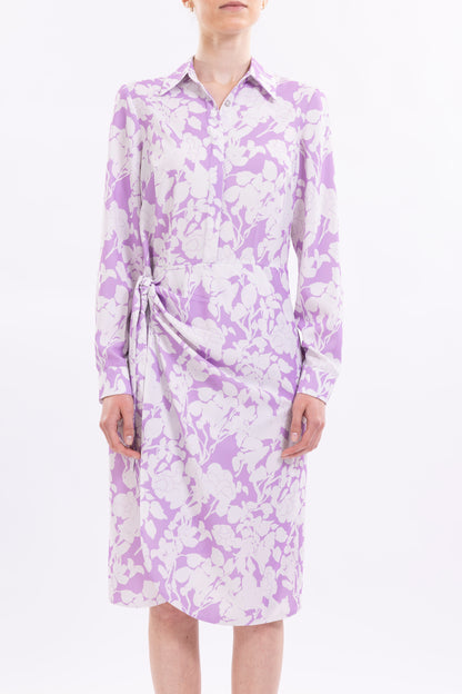 Shirt Dress Hidden Buttons With front  Side Tie