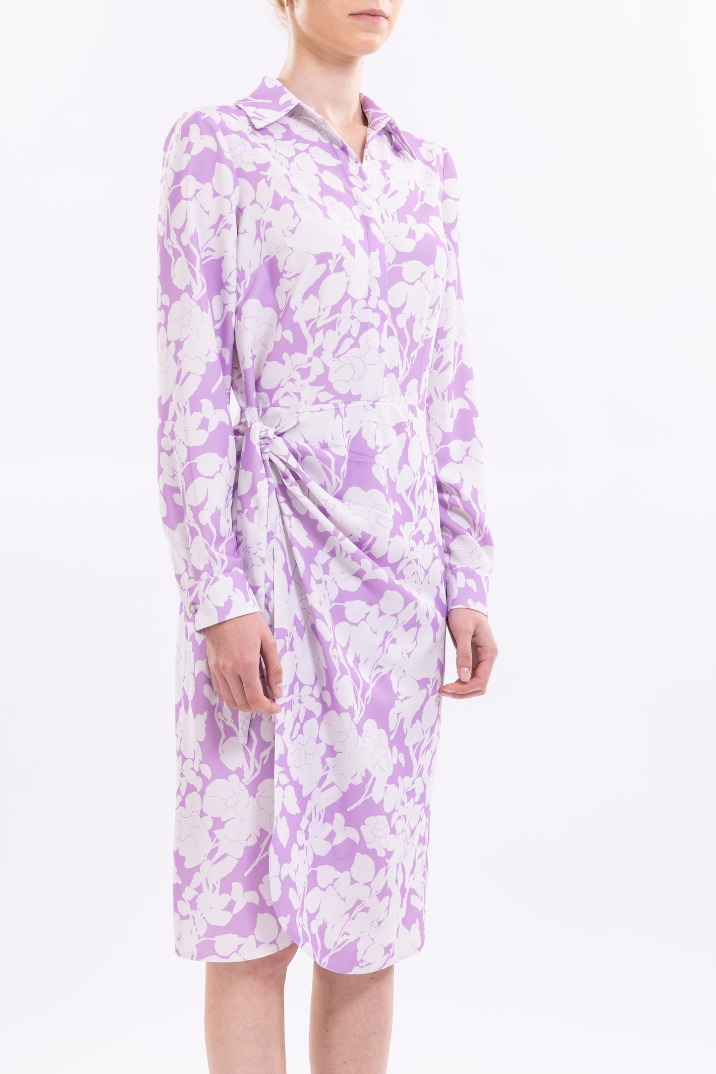 Shirt Dress Hidden Buttons With front  Side Tie
