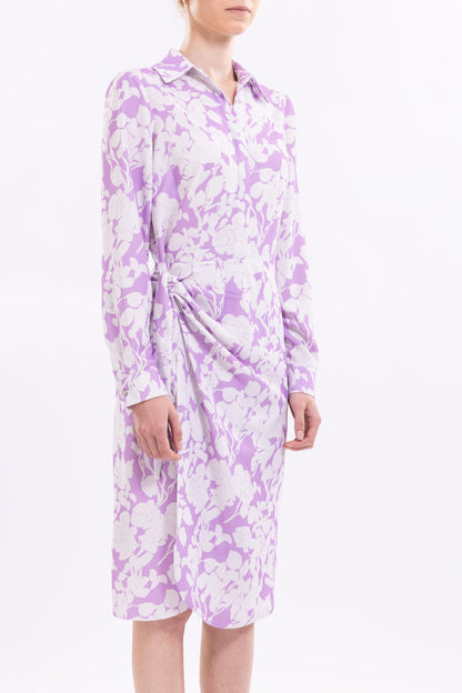 Shirt Dress Hidden Buttons With front  Side Tie