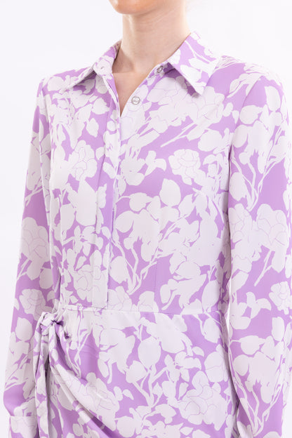 Shirt Dress Hidden Buttons With front  Side Tie
