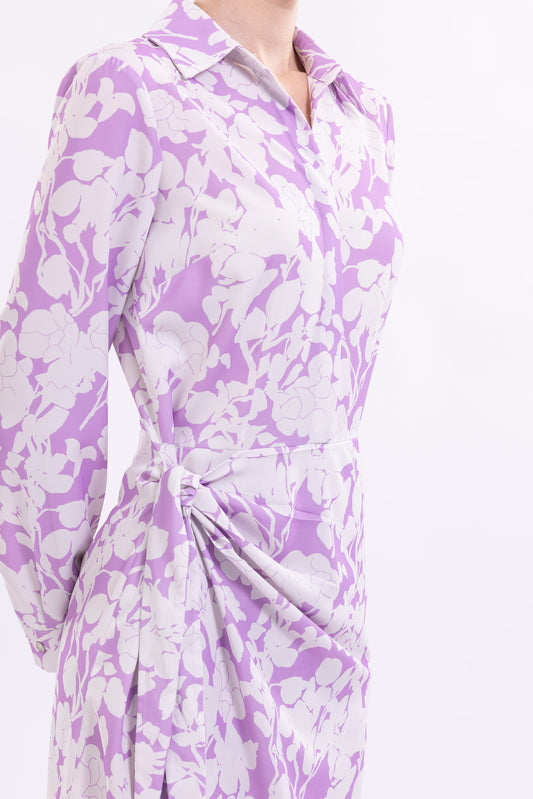 Shirt Dress Hidden Buttons With front  Side Tie