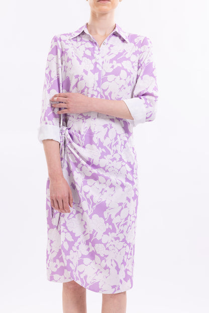 Shirt Dress Hidden Buttons With front  Side Tie