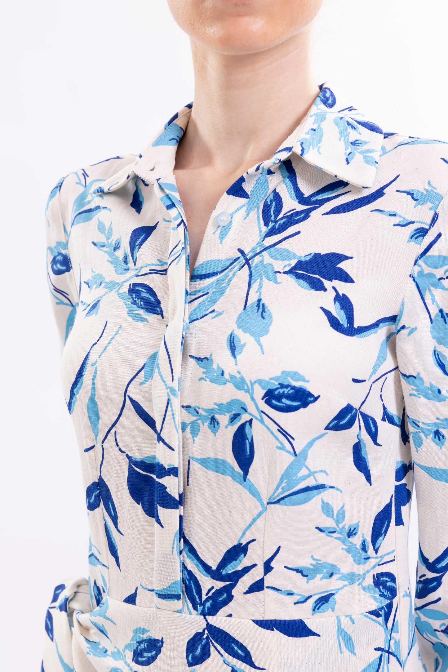Shirt Dress Hidden Buttons With front  Side Tie