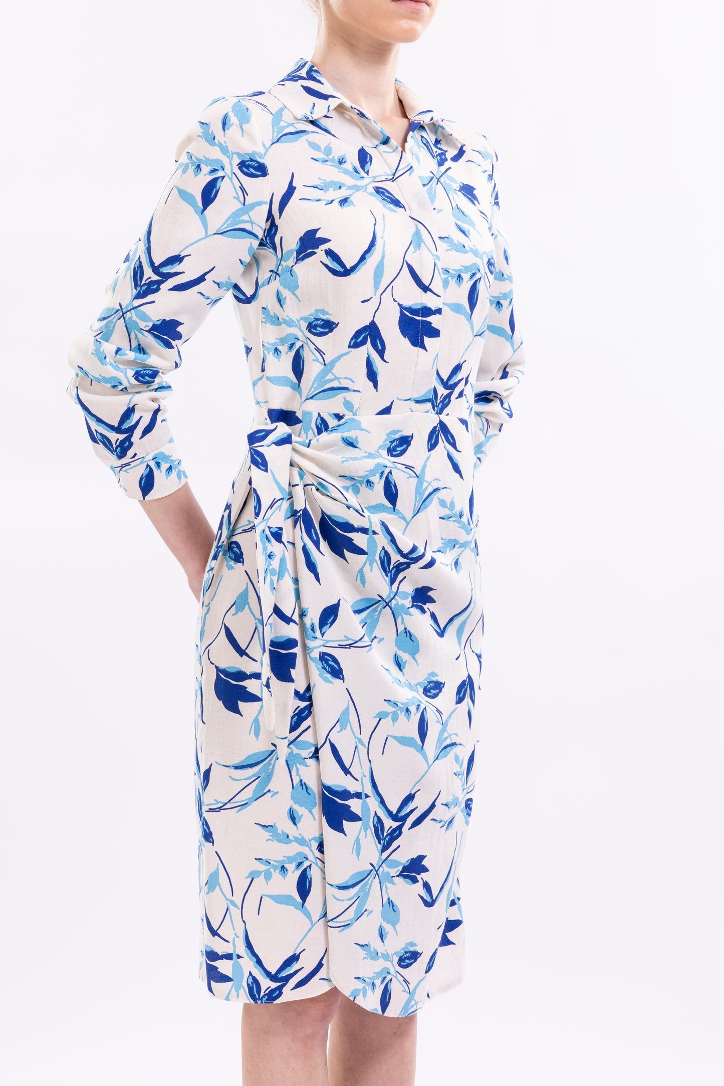 Shirt Dress Hidden Buttons With front  Side Tie