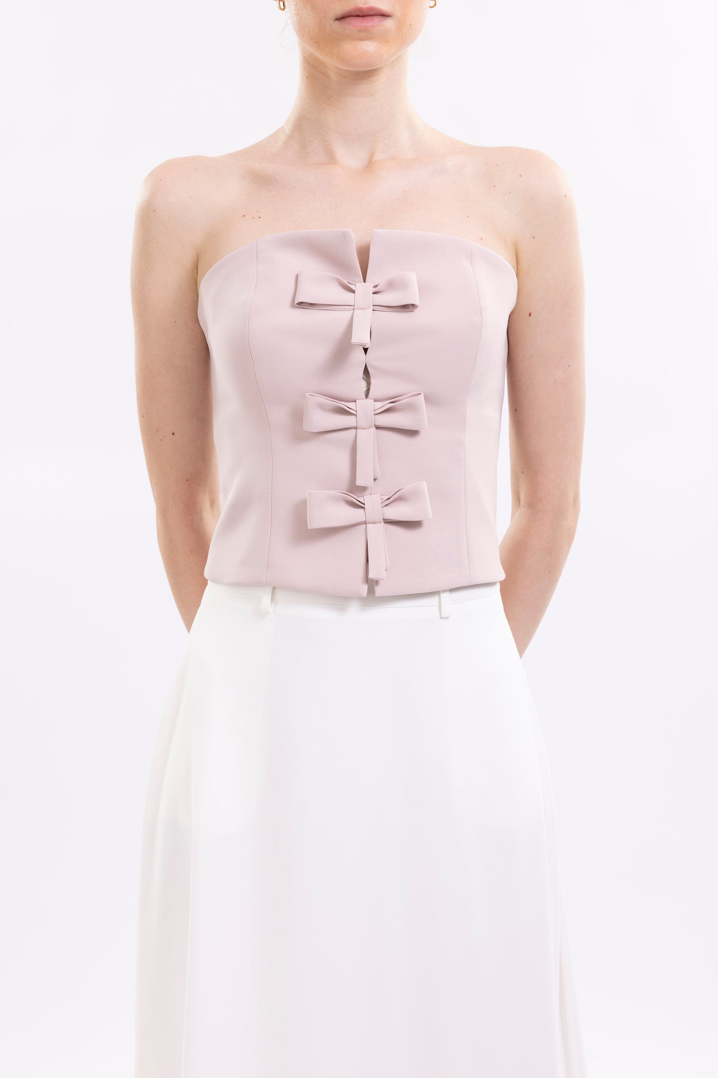 Strapless Top Featuring Front Bows