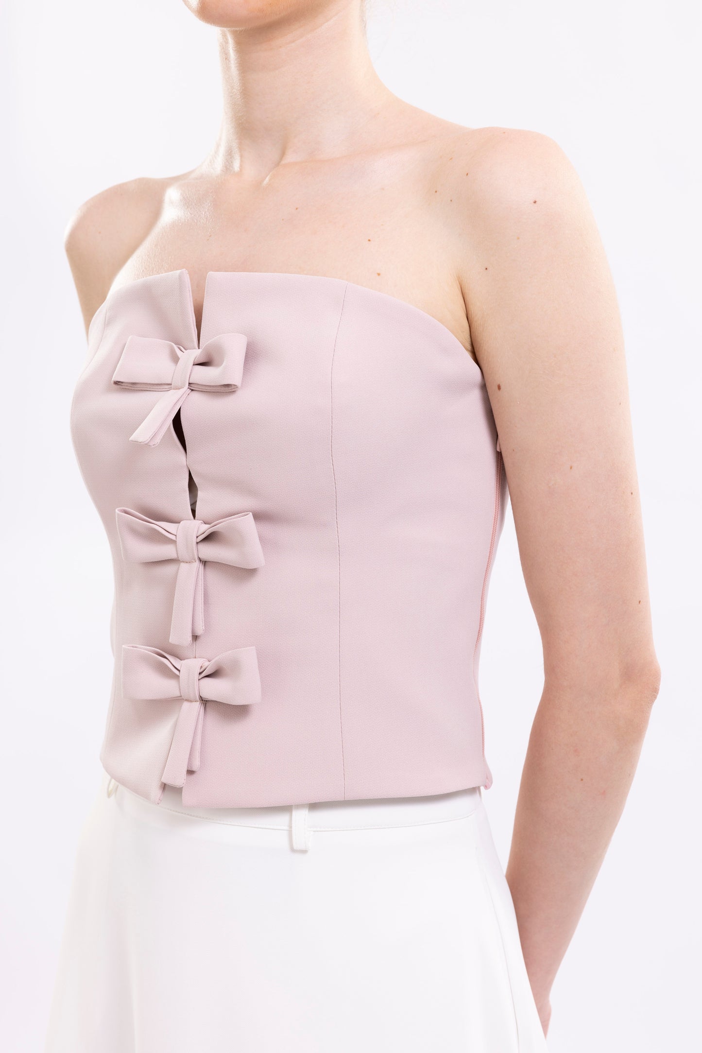 Strapless Top Featuring Front Bows