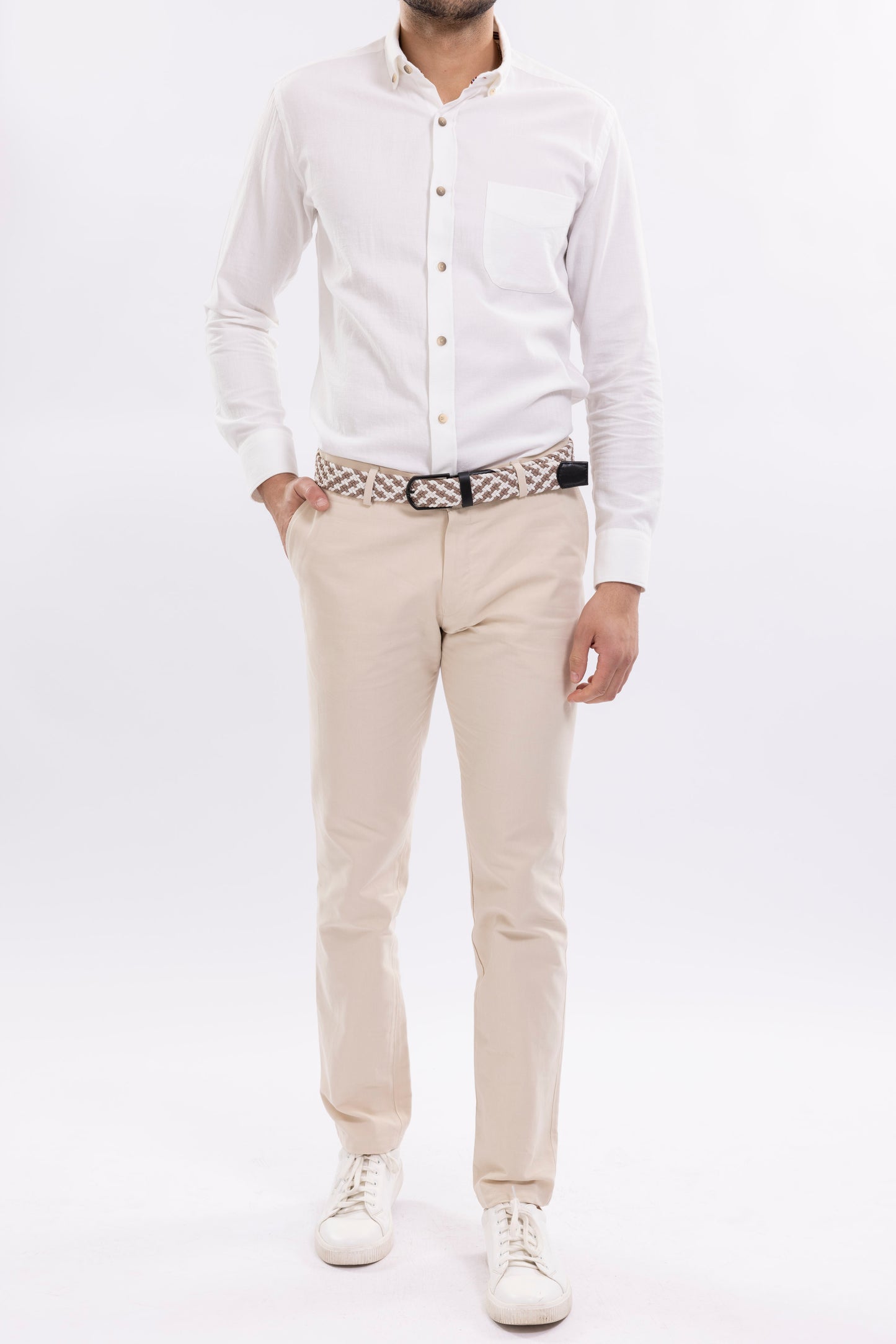 Brushed Twill Cotton Shirt With Front Pockets