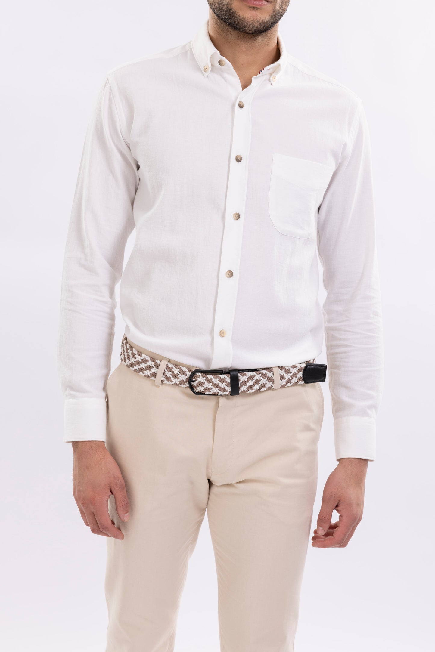 Brushed Twill Cotton Shirt With Front Pockets