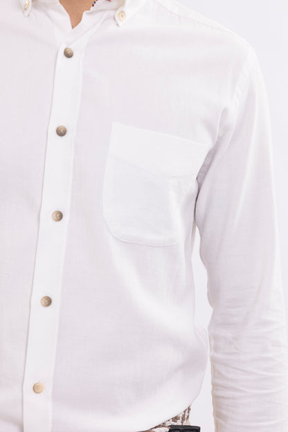Brushed Twill Cotton Shirt With Front Pockets