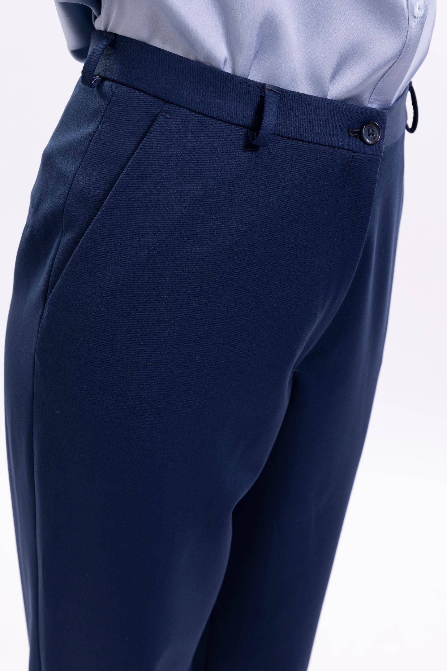 Carrot Fit Trousers With Front Pockets Loops and Fake Back Pockets
