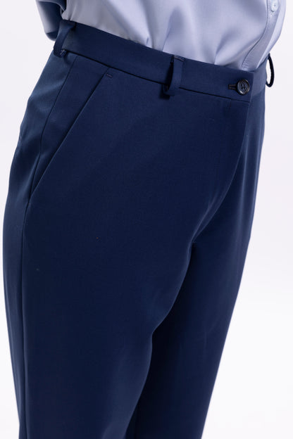 Carrot Fit Trousers With Front Pockets Loops and Fake Back Pockets