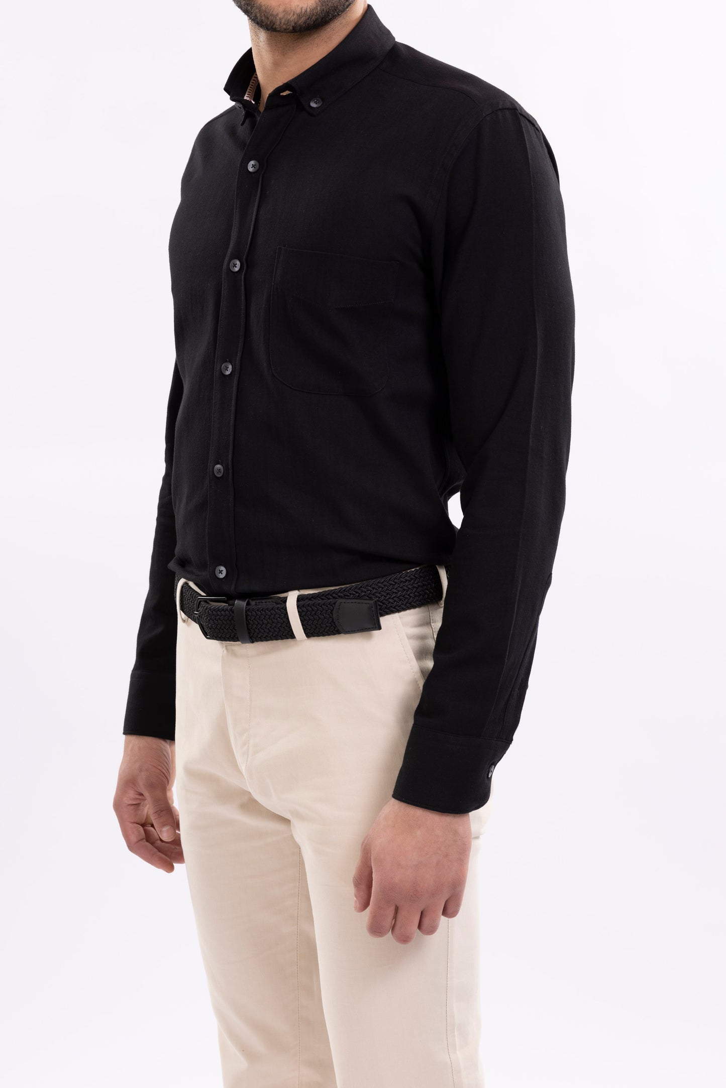 Brushed Twill Cotton Shirt With Front Pockets