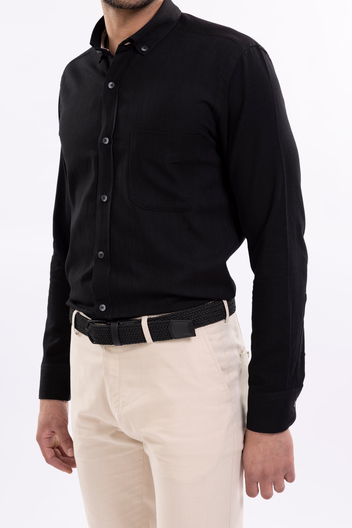 Brushed Twill Cotton Shirt With Front Pockets