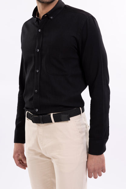 Brushed Twill Cotton Shirt With Front Pockets