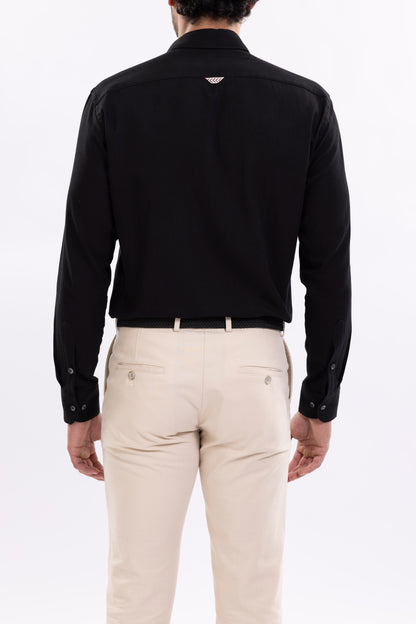 Brushed Twill Cotton Shirt With Front Pockets