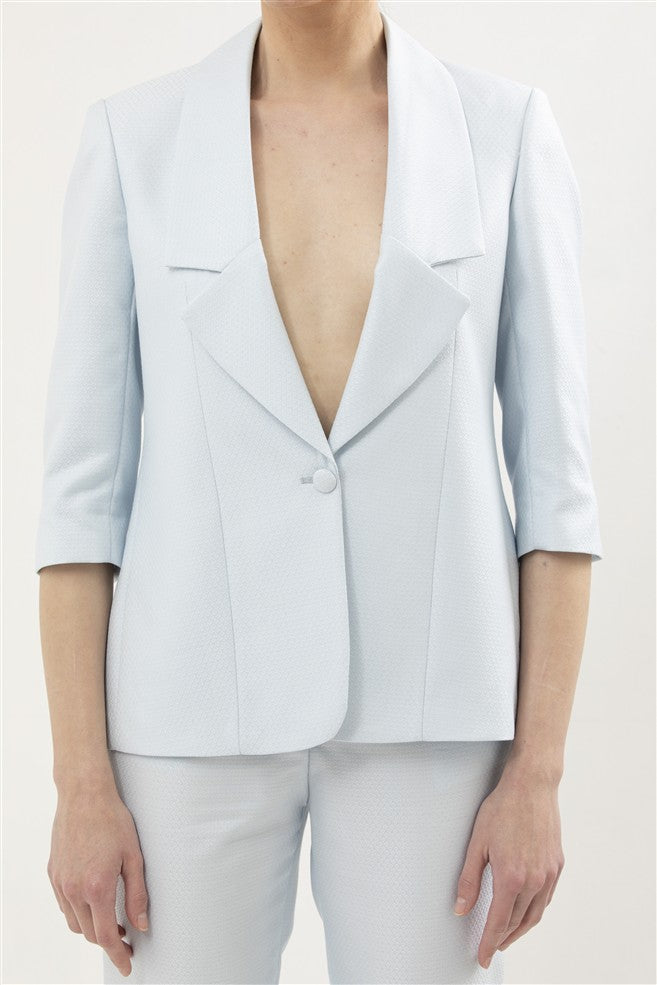 Single Breasted Blazer Featuring 3/4 Sleeves