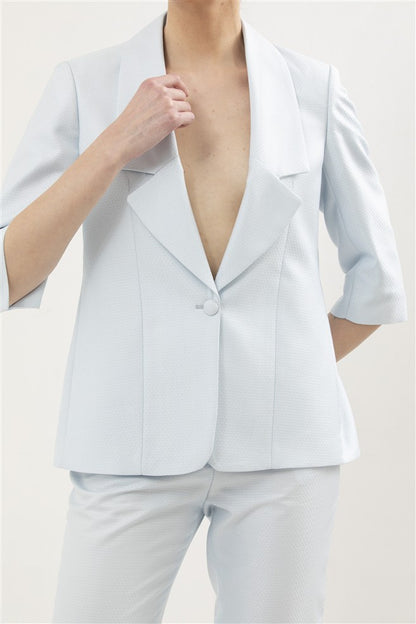 Single Breasted Blazer Featuring 3/4 Sleeves