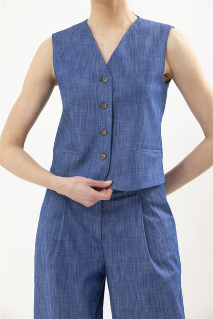 Waistcoat Featuring 4 Front Buttons and Back Belt