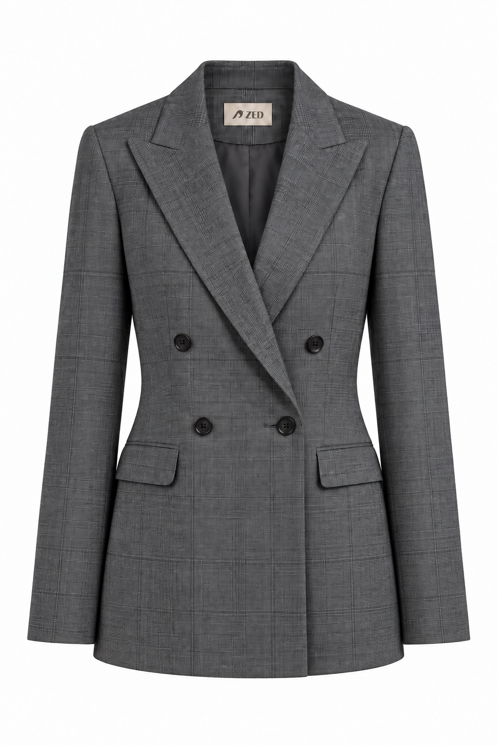 Double Breasted Blazer With Front Flaps