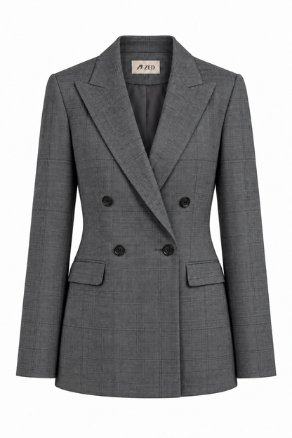 Double Breasted Blazer With Front Flaps