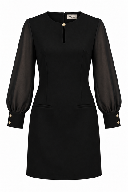 Short Dress With Chiffon Sleeve