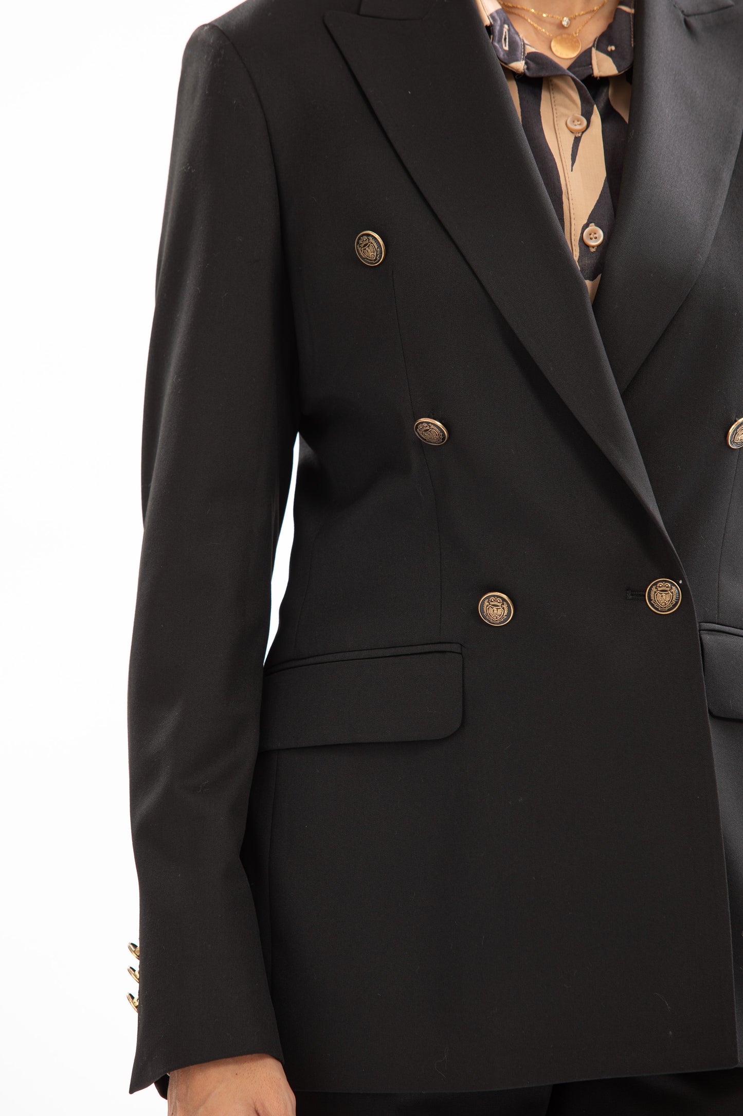 Double Breasted Blazer With Front Flaps