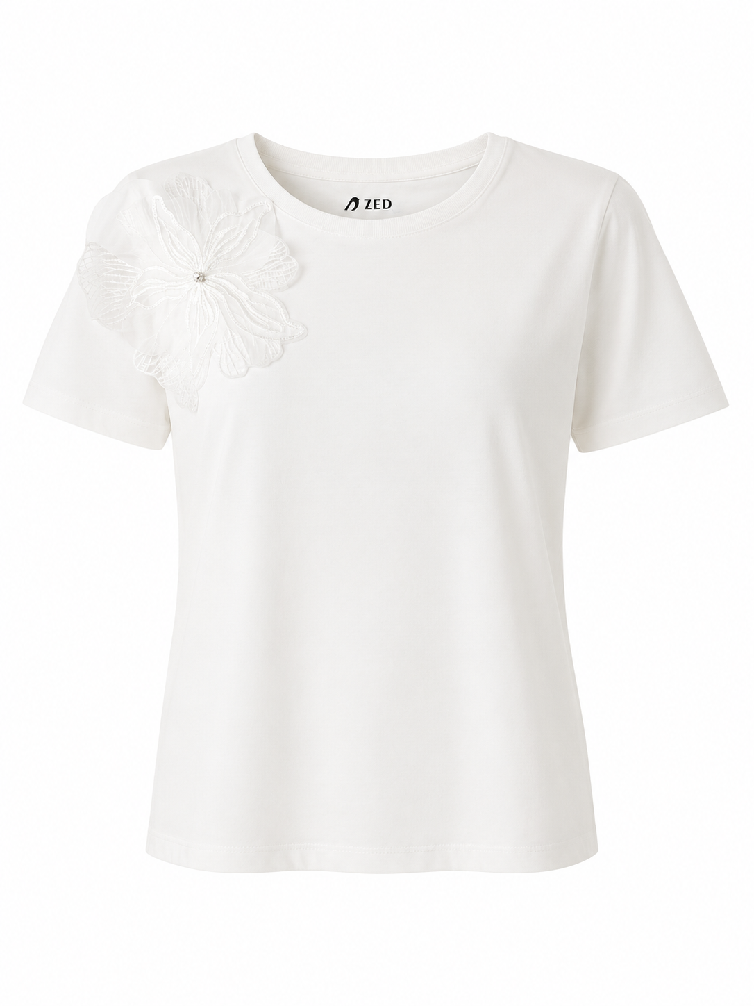Basic T-Shirt With Flower appliqué