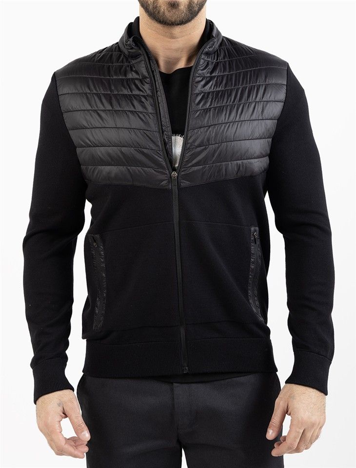 Knit With Nylon Zipper Jacket