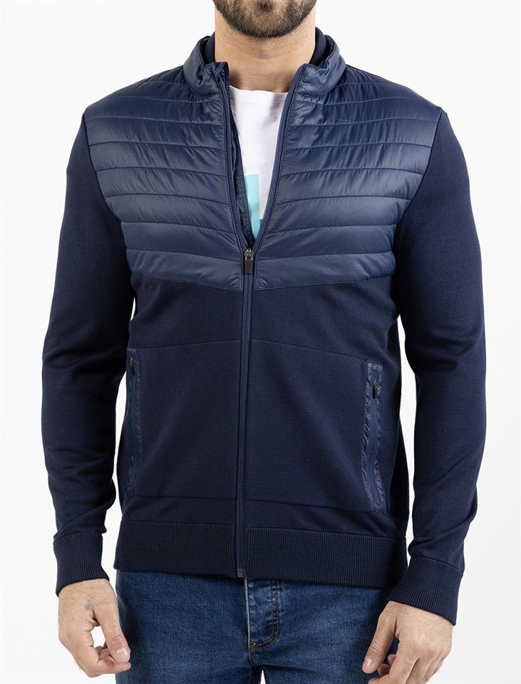 Knit With Nylon Zipper Jacket