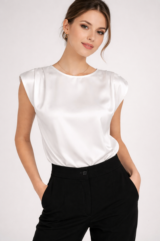 Pleated Top With Shoulder Pads