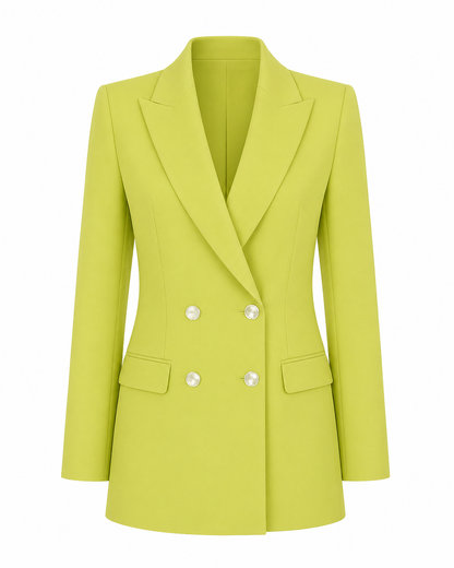 Double Breasted Blazer With Flap Pockets and 1 Back Vent