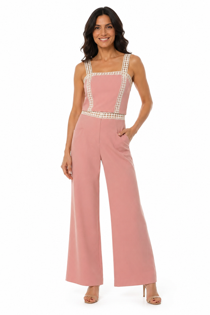 Relaxed Pants With Crochet Insert